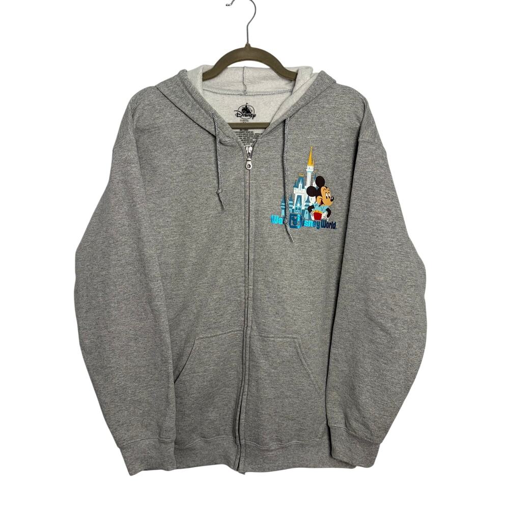 Walt Disney World Mickey Mouse & Friends Gray Zip-up Hoodie Size Medium